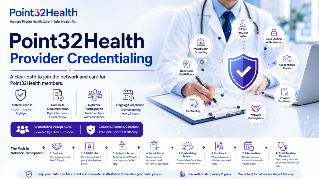 Point32Health Provider Credentialing & Enrolment - Step by Step Process